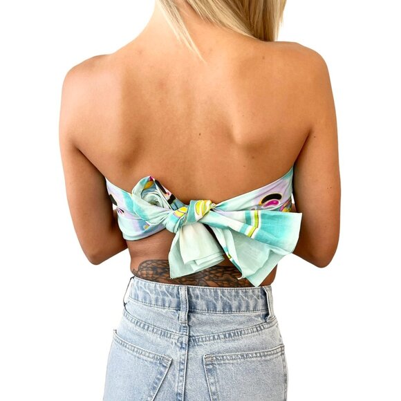 CHANEL Vintage CC Mark Logo Scarf Wrap Mint Green Multicolor Cotton [106410] - Picture 4 of 15